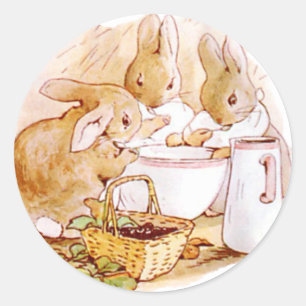 Sticker Rond Cute, Beatrix Potter Bunnies, Custom