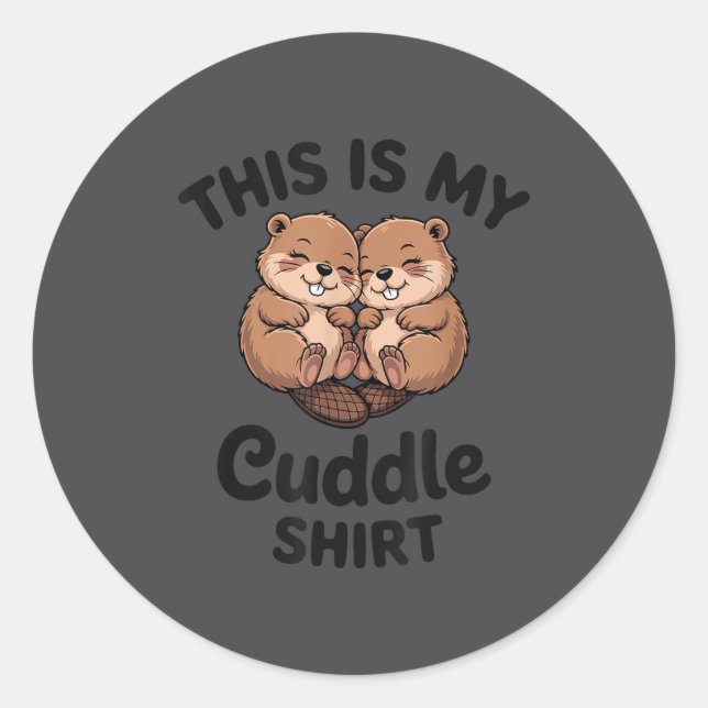 Sticker Rond Cute Beavers This Is My Cuddle  (Devant)