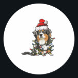 Sticker Rond Cute berger australien Père Noël Christmas Tree Li<br><div class="desc">Mignons Berger Australien Père Noël Feux de Noël Noël Noël Noël</div>