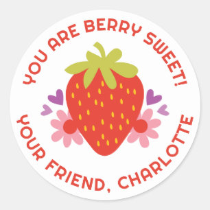 Sticker Rond Cute Berry Sweet Kids Strawberry Valentine