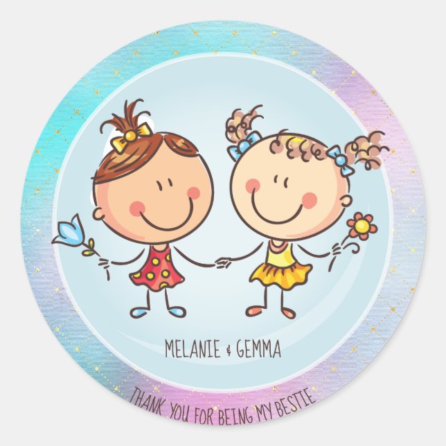 Sticker Rond Cute BFF Besties Kawaii Toxits for Girls Friends (Devant)