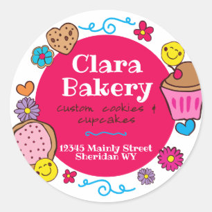 Sticker Rond Cute biscuits à doodé cupcake boulangerie