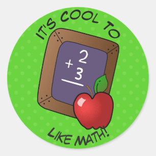 Sticker Rond Cute Blackboard Et Apple Math School
