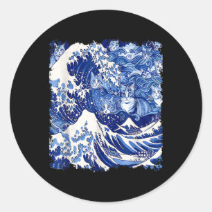 Sticker Rond Cute Blue Chats Vague Pour Kamala Funny Blue Vague
