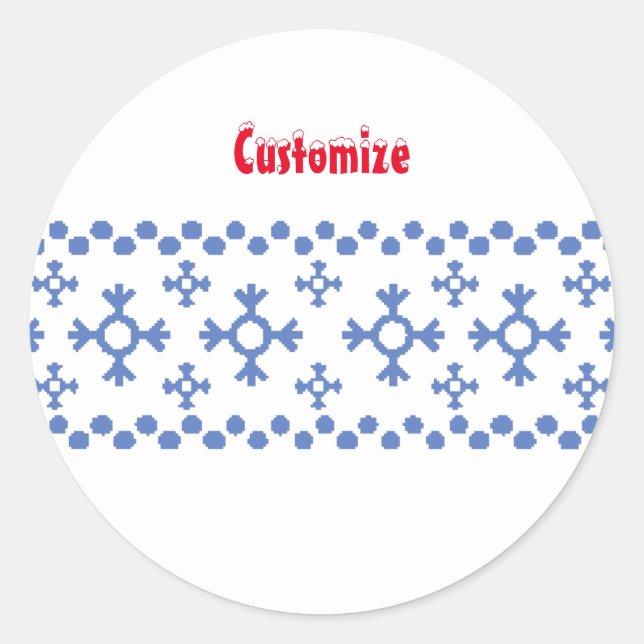 Sticker Rond Cute Blue Snowflakes Motif Thunder_Cove (Devant)
