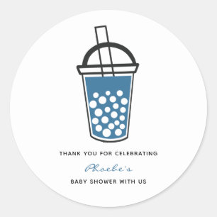 Sticker Rond Cute Boba Baby shower de thé Merci personnalisé