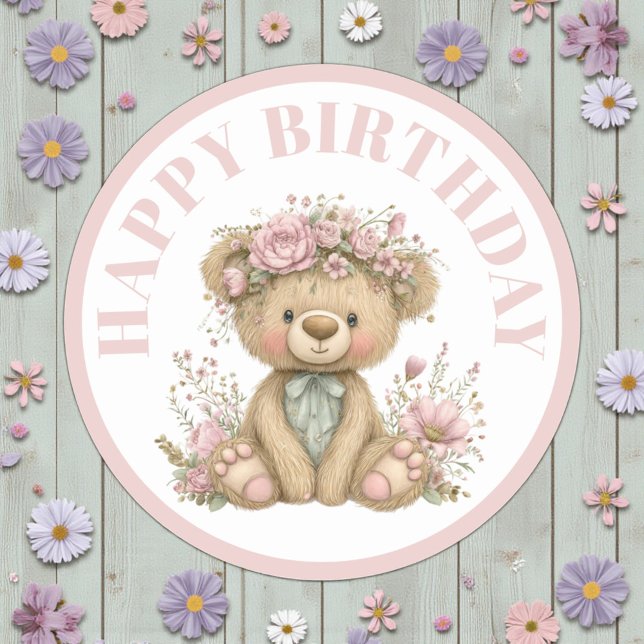 Sticker Rond Cute Boho Animal Birthday Party (Créateur téléchargé)