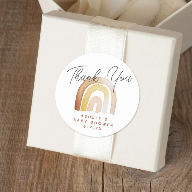 Sticker Rond Cute Boho Arc-en-ciel Baby shower neutre genre Fav (Créateur téléchargé)