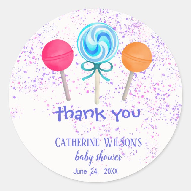 Sticker Rond Cute Boho Chic Lollipops Baby shower de la terre d (Devant)