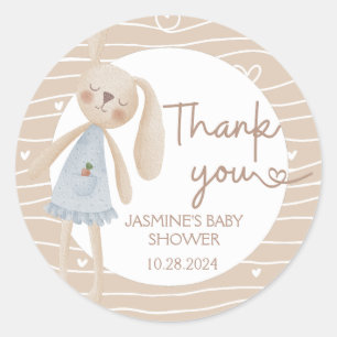 Sticker Rond Cute Boho Oh Baby Bunny Coeurs Merci