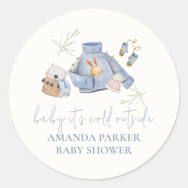 Sticker Rond Cute Boho Vêtements d'hiver Jouets Baby shower fil (Devant)