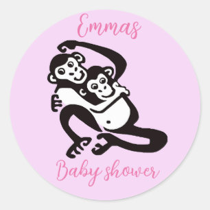 Sticker Rond Cute BONOBO - Animal - Baby shower - Personnaliser