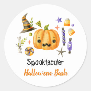Sticker Rond Cute Boo Citrouille Spooktacular Halloween Bash Pa