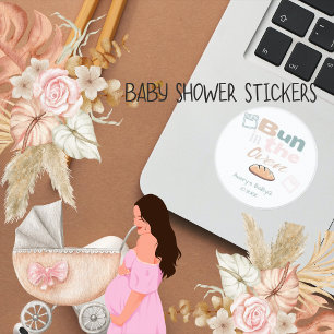 Sticker Rond Cute Bun Dans Four BaBy Q Douche