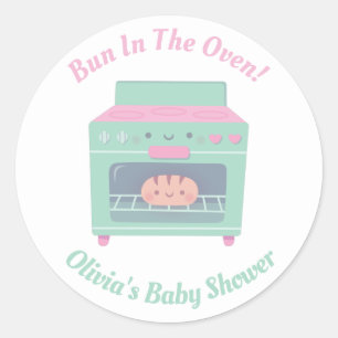 Sticker Rond Cute Bun Dans Le Décor Baby shower Du Four