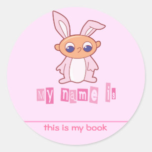 Sticker Rond Cute Bunny Babby Kids Plaques de réservation