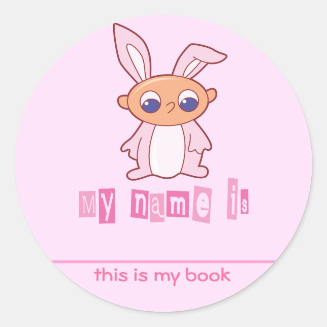 Sticker Rond Cute Bunny Babby Kids Plaques de réservation (Devant)