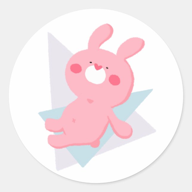 Sticker Rond Cute bunny with heart nose (Devant)