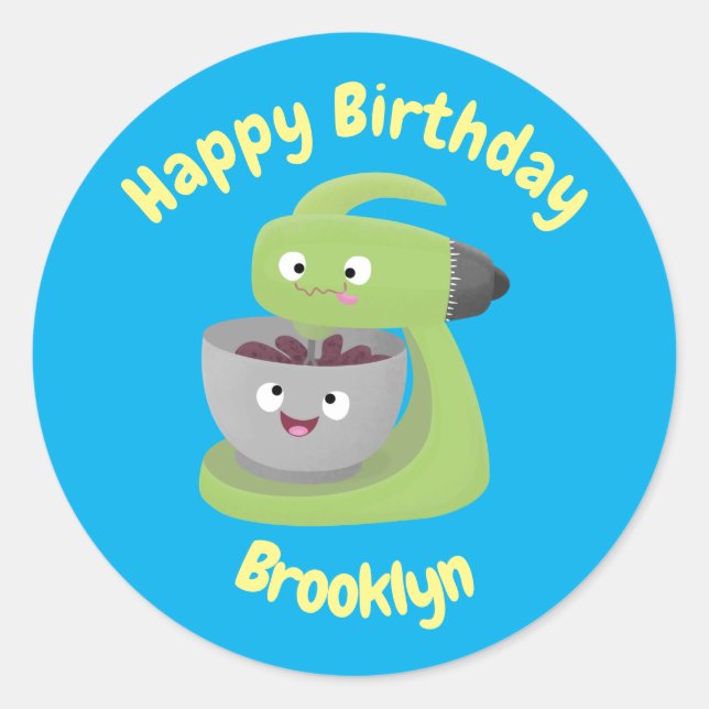 Sticker Rond Cute cake mixer cuisine appareil de dessin classiq (Devant)