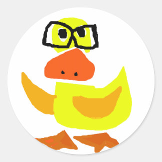 Sticker Rond Cute Canard Porte Des Lunettes Art