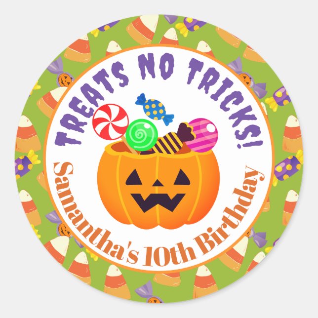 Sticker Rond Cute Candy Corn Kids Halloween Citrouille de fête (Devant)