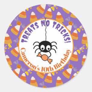 Sticker Rond Cute Candy Corn Kids Halloween Party Spider