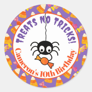 Sticker Rond Cute Candy Corn Kids Halloween Party Spider