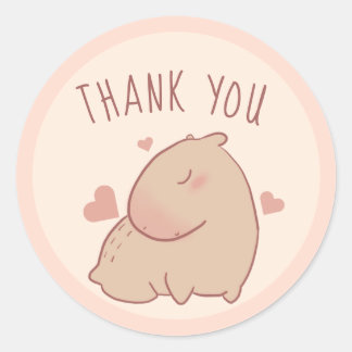 Sticker Rond Cute capybara merci