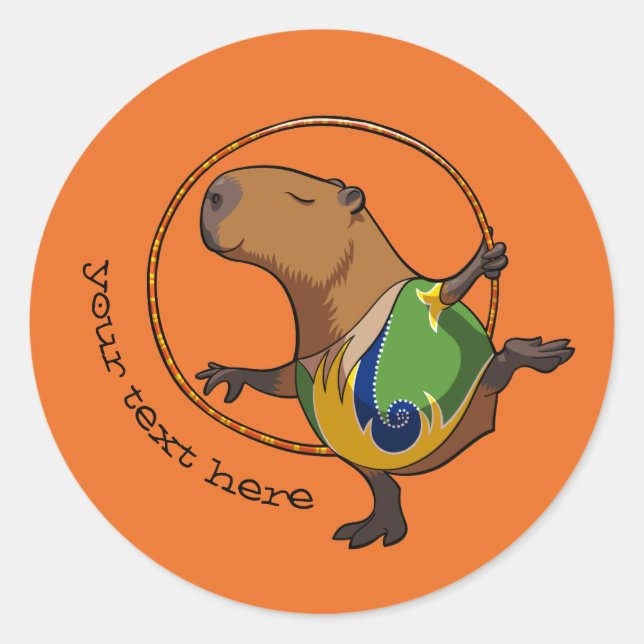 Sticker Rond Cute Capybara Rhythmic Gymnastics Hoop Cartoon (Devant)