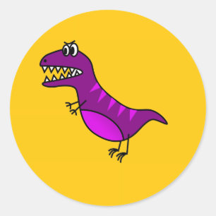Sticker Rond Cute cartoon angry purple dinosaure