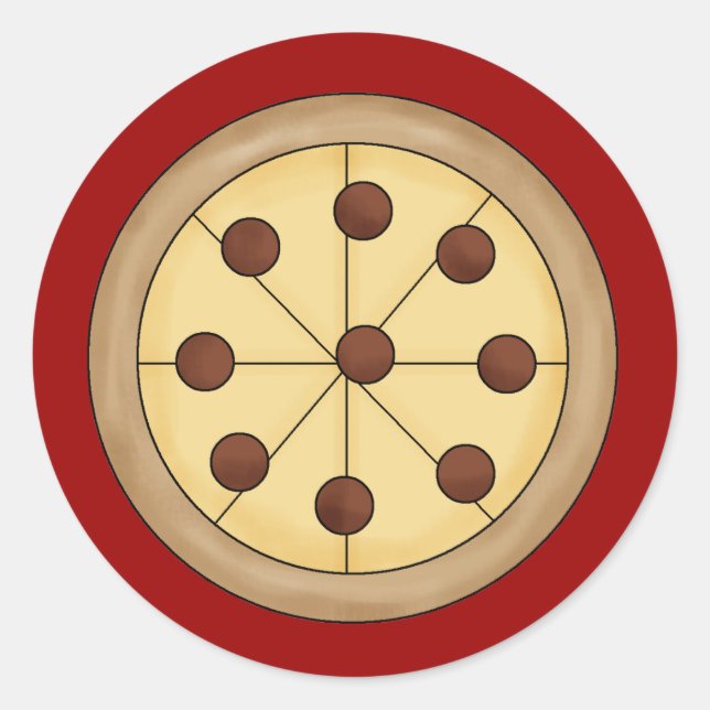Sticker Rond Cute Cartoon Pizza Italienne Pie Délicieux Repas (Devant)
