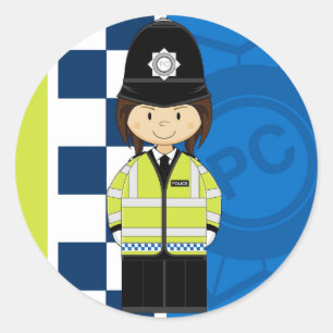 Sticker Rond Cute Cartoon policier britannique