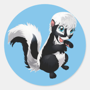 Sticker Rond Cute Cartoon Raccoon