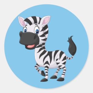 Sticker Rond Cute cartoon Zebra background