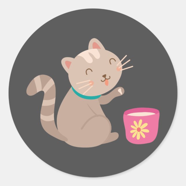 Sticker Rond Cute cat (Devant)