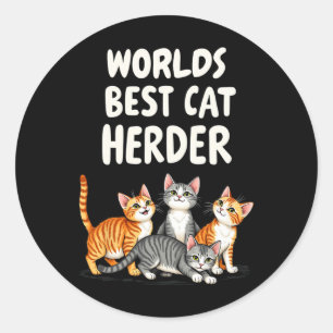 Sticker Rond Cute Cat Maman Mondes Meilleur Herder de Chat Drôl