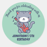 Cute Cat Play Guitare Anniversaire de enfant Party