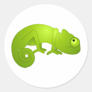 Sticker Rond Cute Chameleon - Vert