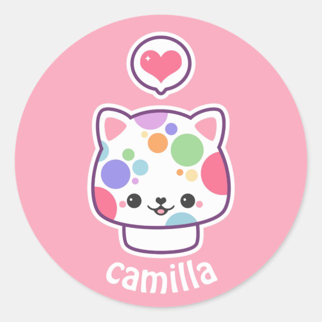 Sticker Rond Cute Champagne Kitty (Devant)