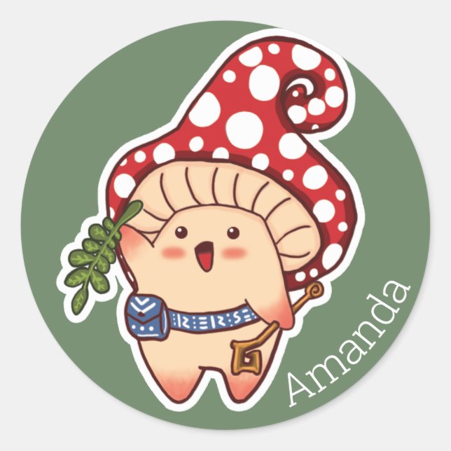 Sticker Rond Cute champignon herbacé de Woodland (Devant)