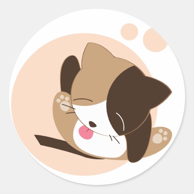 Sticker Rond Cute chat (Devant)