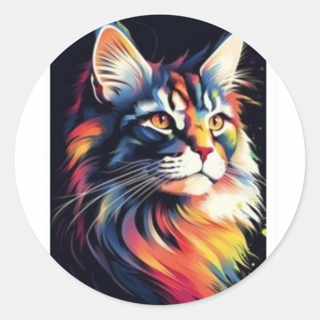 Sticker Rond Cute chat (Devant)