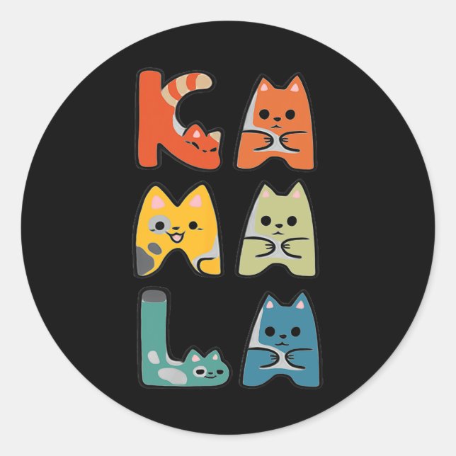 Sticker Rond Cute Chat Letting Positif (Devant)
