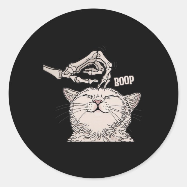 Sticker Rond Cute Chat Squelette Halloween Femme Animaux de com (Devant)