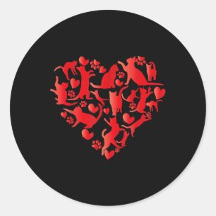 Sticker Rond Cute Chat Valentines Jour Chat Amour Coeur Heureux