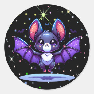 Sticker Rond Cute Chibi Halloween de chauve-souris de dessin