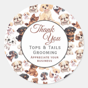 Sticker Rond Cute Chien Chien Chien