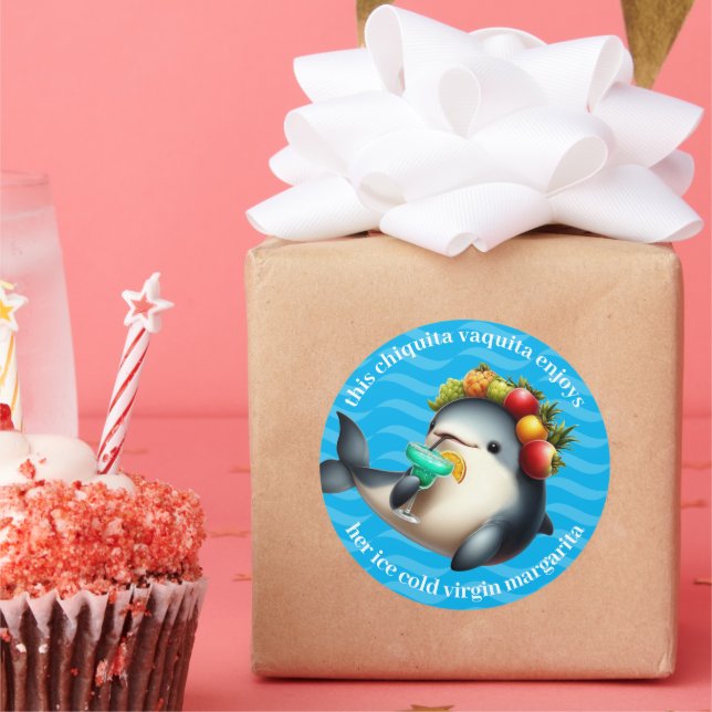 Sticker Rond Cute Chiquita Vaquita Profiter d'une Vierge Margar (Fête)