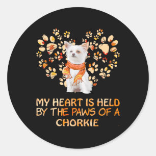 Sticker Rond Cute Chorkie Coeur Thanksgiving Amoureux des chien