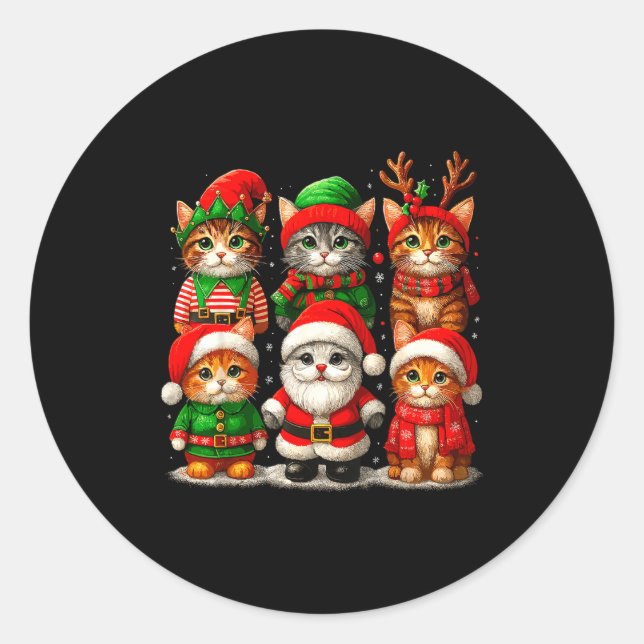 Sticker Rond Cute Christmas Cats  (Devant)